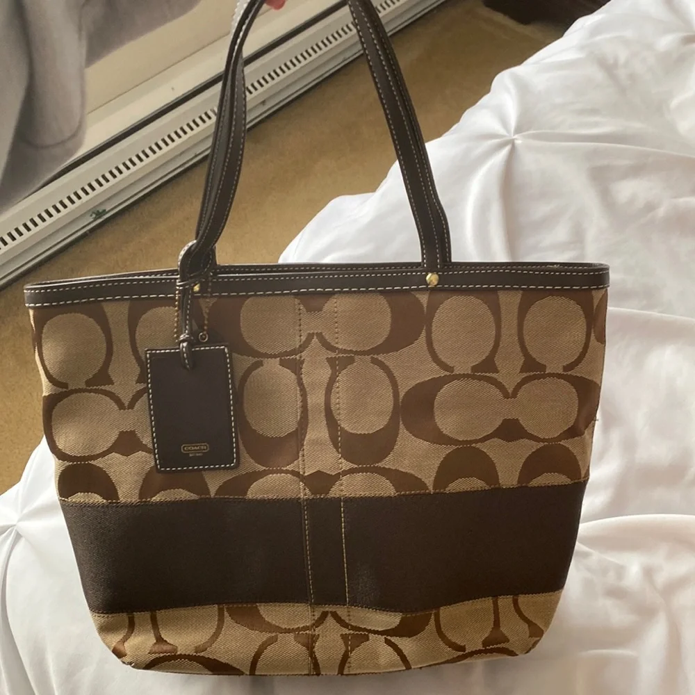 Coach | Bags | Coach Vintage Brown Signature Jacquard Tote Bag